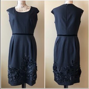 Badgley Mishka wool embroider beaded floral sheath